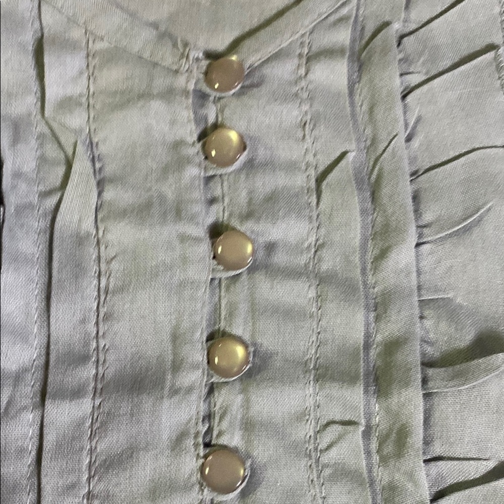 Soft Blue Ruffled Pleated Blouse - Picture 9 of 9